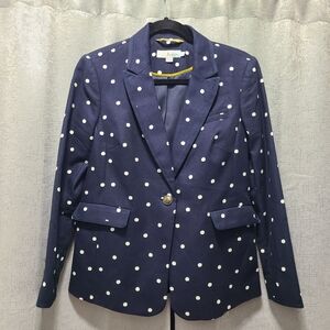 Boden Navy Blazer with White Polka Dots
